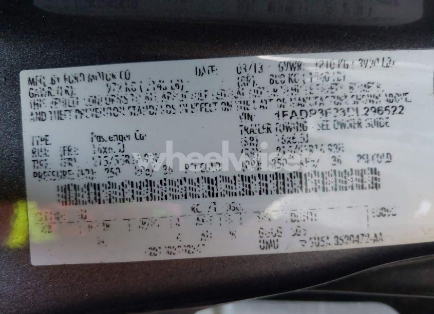 Photo 9 of 2013 Ford Focus SE (VIN 1FADP3F23DL296522)