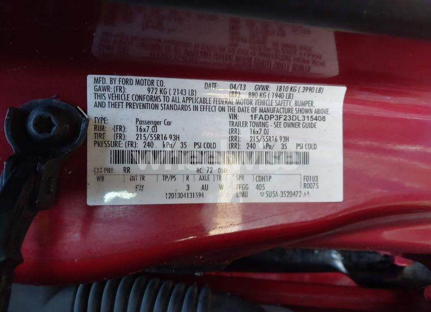 Photo 9 of 2013 Ford Focus SE (VIN 1FADP3F23DL315408)