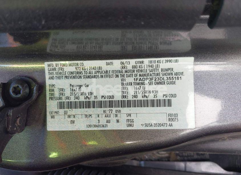 Photo 9 of 2013 Ford Focus SE (VIN 1FADP3F23DL355181)