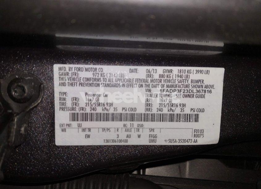 Photo 9 of 2013 Ford Focus SE (VIN 1FADP3F23DL367816)