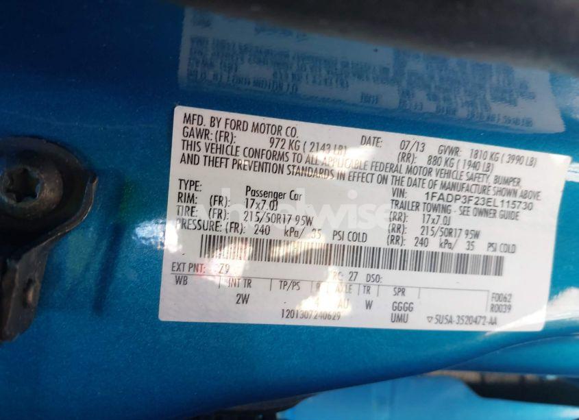 Photo 9 of 2014 Ford Focus SE (VIN 1FADP3F23EL115730)