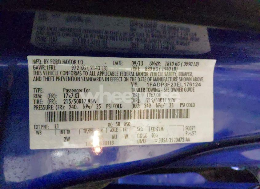 Photo 9 of 2014 Ford Focus SE (VIN 1FADP3F23EL176124)