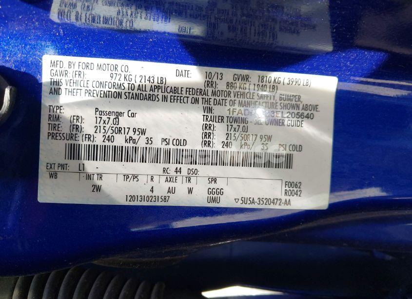 Photo 9 of 2014 Ford Focus SE (VIN 1FADP3F23EL205640)