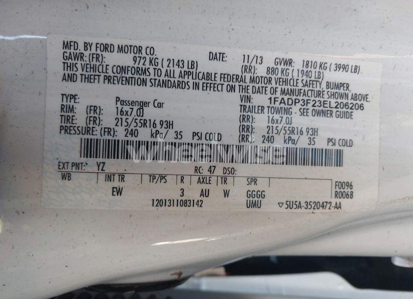 Photo 9 of 2014 Ford Focus SE (VIN 1FADP3F23EL206206)