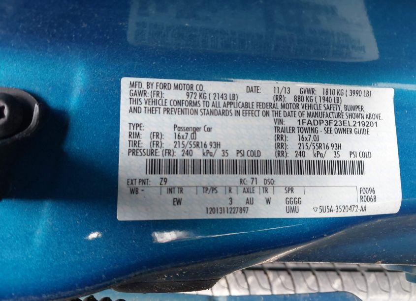 Photo 9 of 2014 Ford Focus SE (VIN 1FADP3F23EL219201)