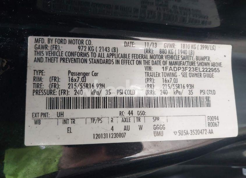 Photo 9 of 2014 Ford Focus SE (VIN 1FADP3F23EL222955)