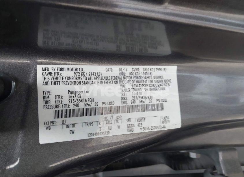 Photo 9 of 2014 Ford Focus SE (VIN 1FADP3F23EL247578)