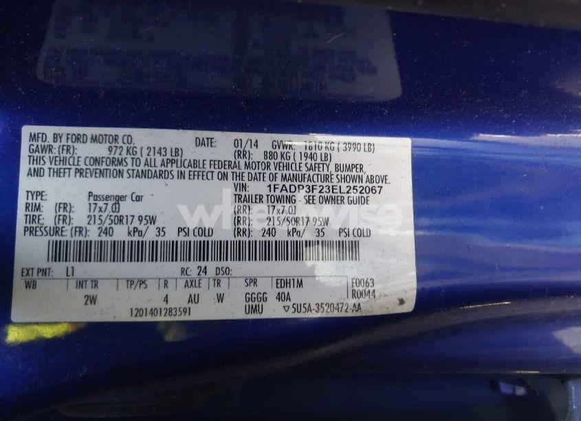 Photo 9 of 2014 Ford Focus SE (VIN 1FADP3F23EL252067)