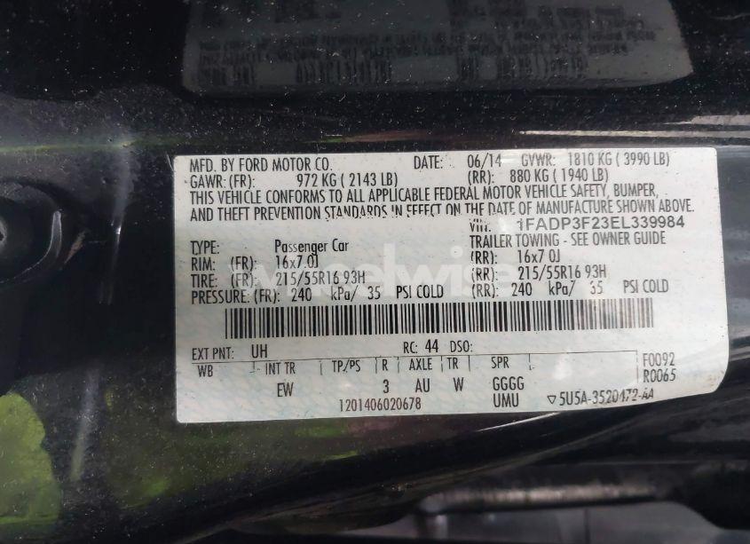 Photo 9 of 2014 Ford Focus SE (VIN 1FADP3F23EL339984)