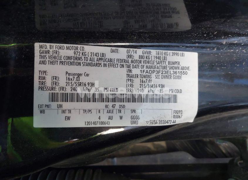 Photo 9 of 2014 Ford Focus SE (VIN 1FADP3F23EL361550)