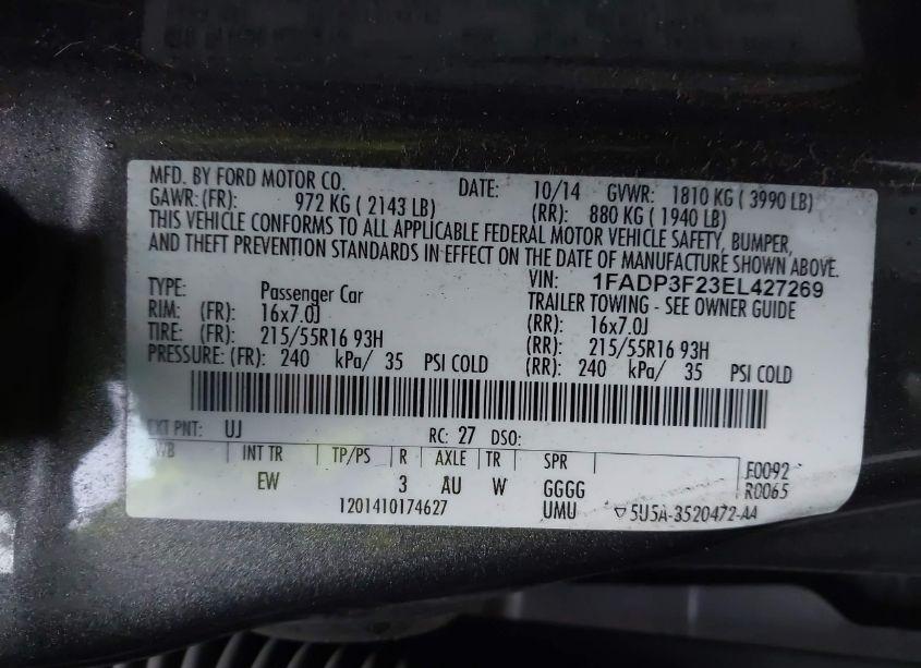 Photo 9 of 2014 Ford Focus SE (VIN 1FADP3F23EL427269)