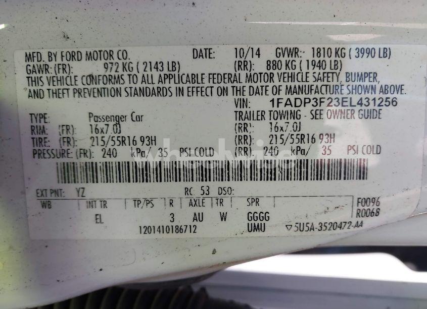 Photo 9 of 2014 Ford Focus SE (VIN 1FADP3F23EL431256)