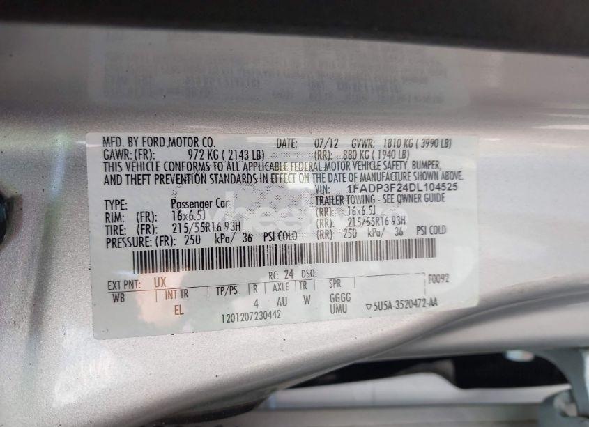 Photo 9 of 2013 Ford Focus SE (VIN 1FADP3F24DL104525)