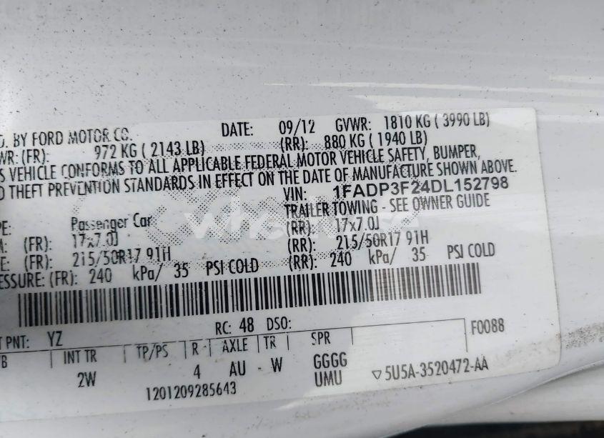 Photo 9 of 2013 Ford Focus SE (VIN 1FADP3F24DL152798)