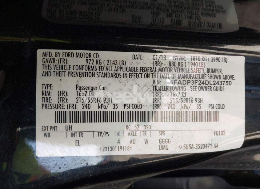 Photo 9 of 2013 Ford Focus SE (VIN 1FADP3F24DL243750)