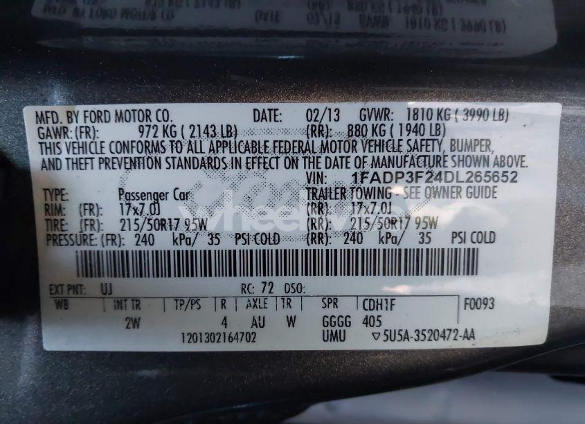 Photo 9 of 2013 Ford Focus SE (VIN 1FADP3F24DL265652)