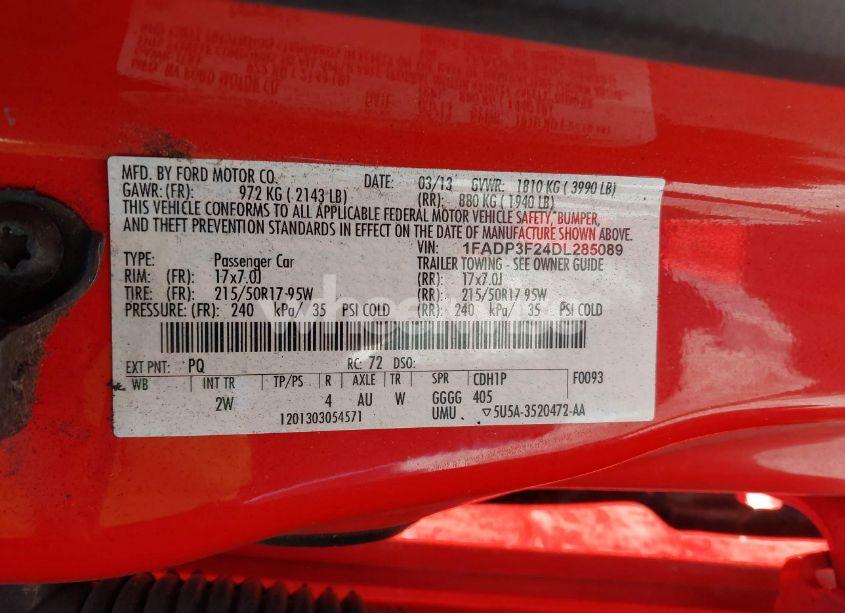 Photo 9 of 2013 Ford Focus SE (VIN 1FADP3F24DL285089)