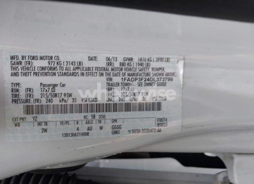 Photo 9 of 2013 Ford Focus SE (VIN 1FADP3F24DL373799)