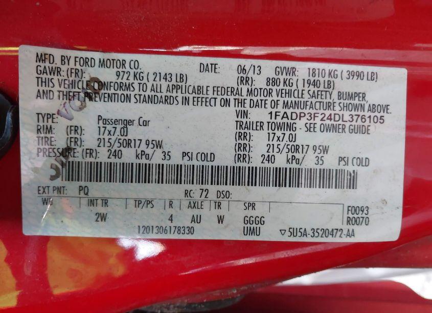 Photo 9 of 2013 Ford Focus SE (VIN 1FADP3F24DL376105)