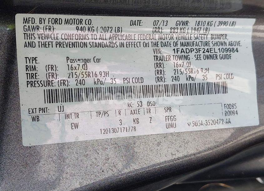 Photo 9 of 2014 Ford Focus SE (VIN 1FADP3F24EL109984)