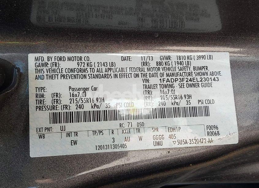 Photo 9 of 2014 Ford Focus SE (VIN 1FADP3F24EL230143)