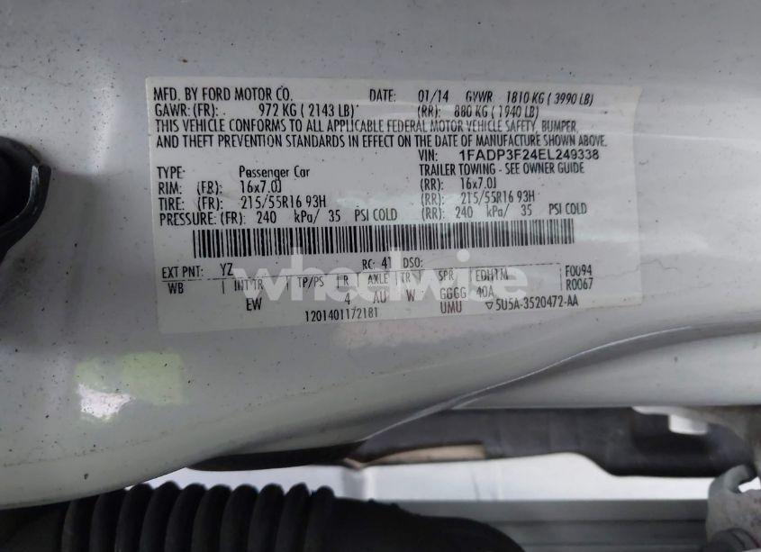 Photo 9 of 2014 Ford Focus SE (VIN 1FADP3F24EL249338)
