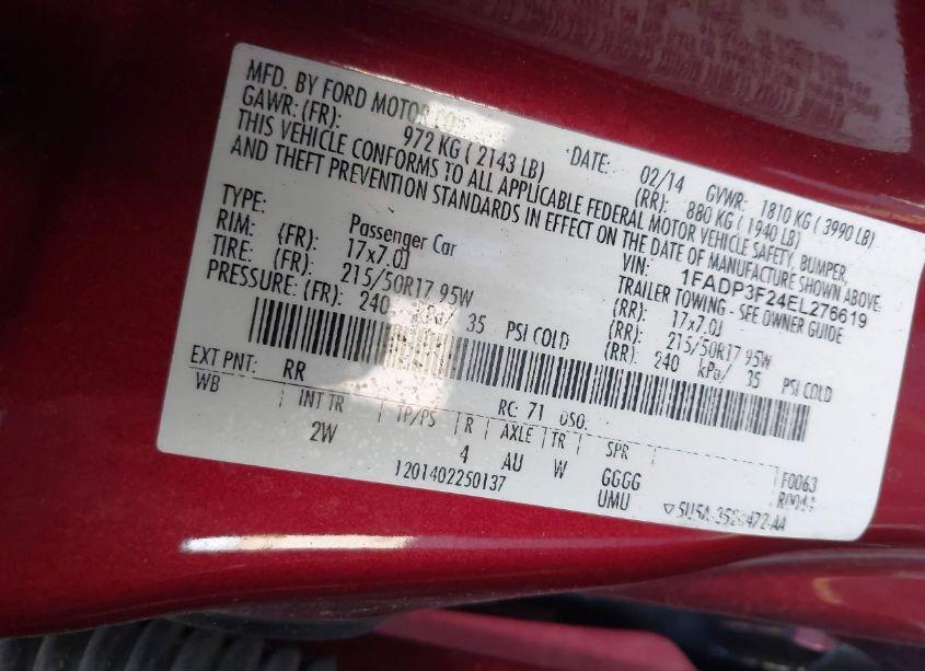 Photo 9 of 2014 Ford Focus SE (VIN 1FADP3F24EL276619)