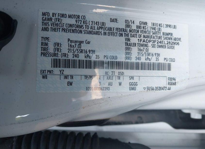 Photo 9 of 2014 Ford Focus SE (VIN 1FADP3F24EL282906)