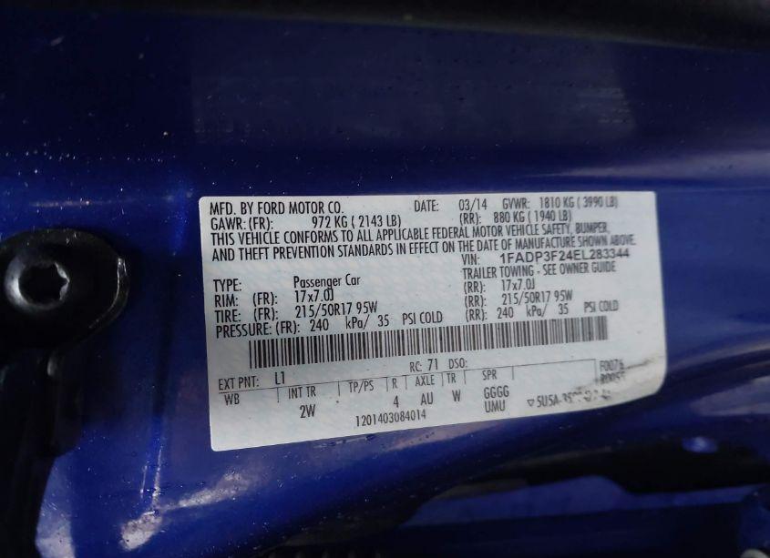 Photo 9 of 2014 Ford Focus SE (VIN 1FADP3F24EL283344)