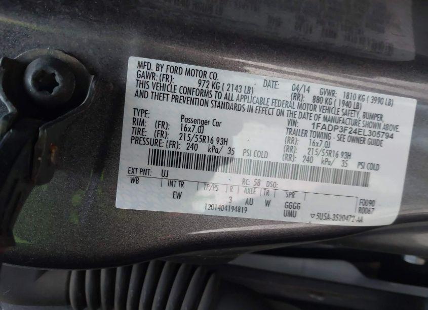 Photo 9 of 2014 Ford Focus SE (VIN 1FADP3F24EL305794)
