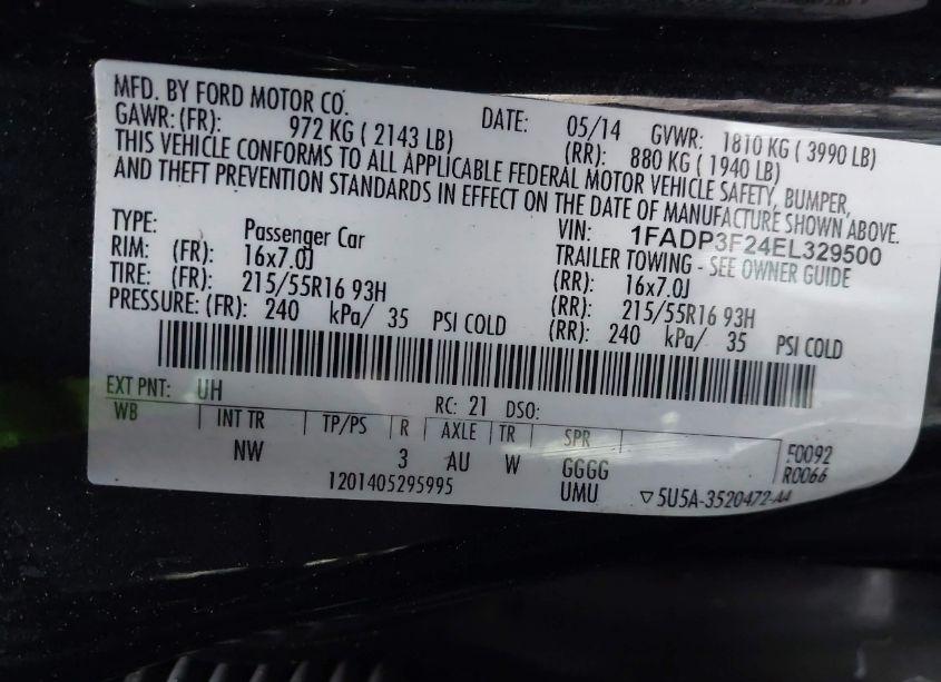 Photo 9 of 2014 Ford Focus SE (VIN 1FADP3F24EL329500)
