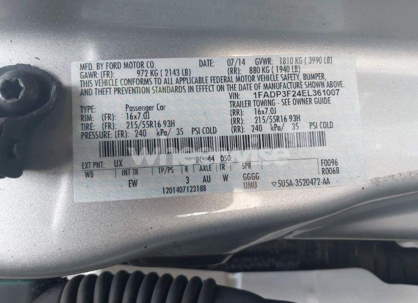 Photo 9 of 2014 Ford Focus SE (VIN 1FADP3F24EL361007)