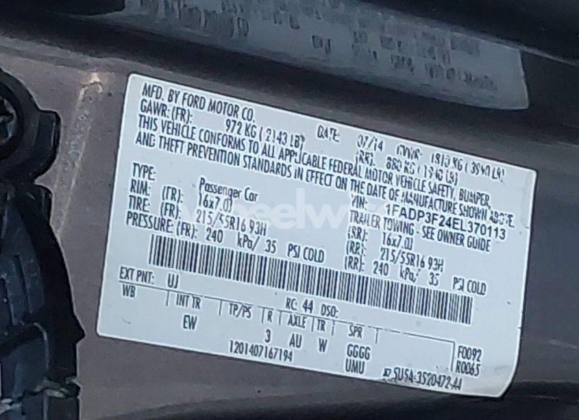 Photo 9 of 2014 Ford Focus SE (VIN 1FADP3F24EL370113)