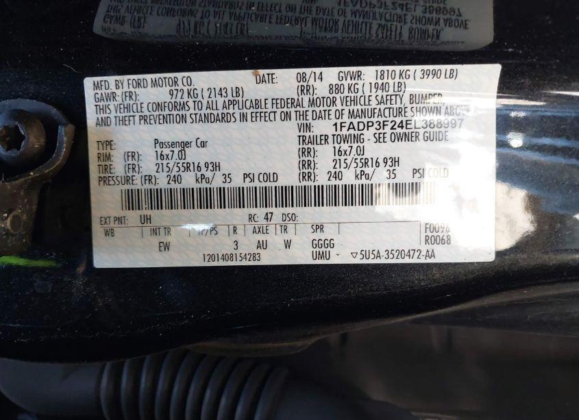 Photo 9 of 2014 Ford Focus SE (VIN 1FADP3F24EL388997)