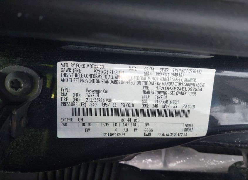 Photo 9 of 2014 Ford Focus SE (VIN 1FADP3F24EL397554)