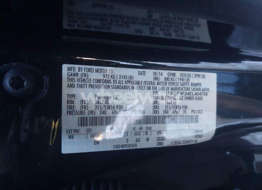 Photo 9 of 2014 Ford Focus SE (VIN 1FADP3F24EL404759)