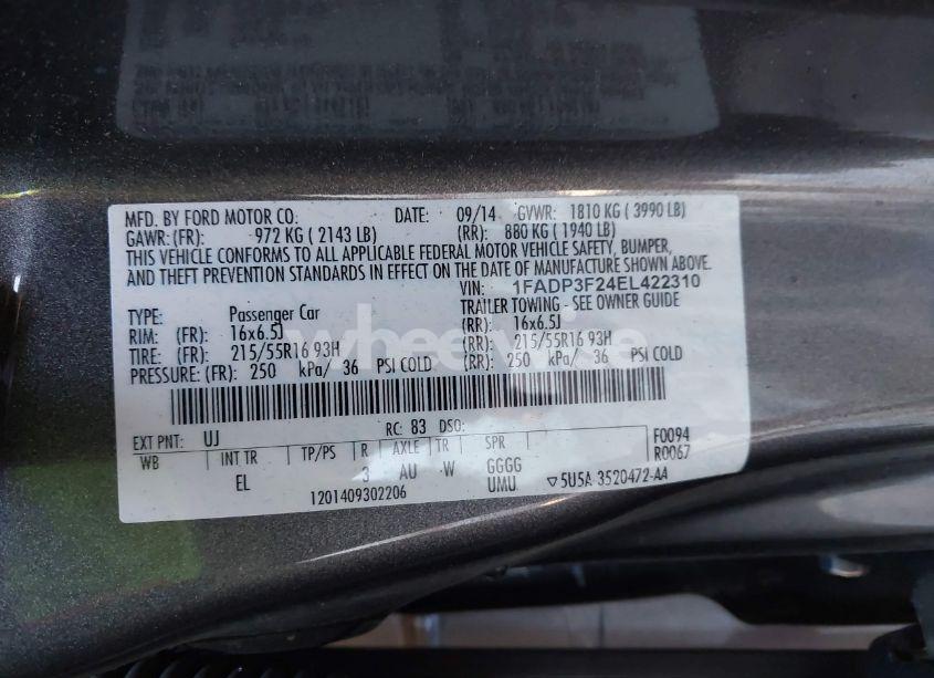 Photo 9 of 2014 Ford Focus SE (VIN 1FADP3F24EL422310)