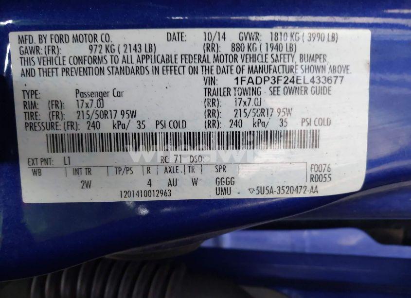 Photo 9 of 2014 Ford Focus SE (VIN 1FADP3F24EL433677)