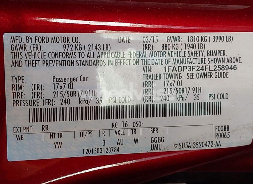 Photo 9 of 2015 Ford Focus SE (VIN 1FADP3F24FL258946)