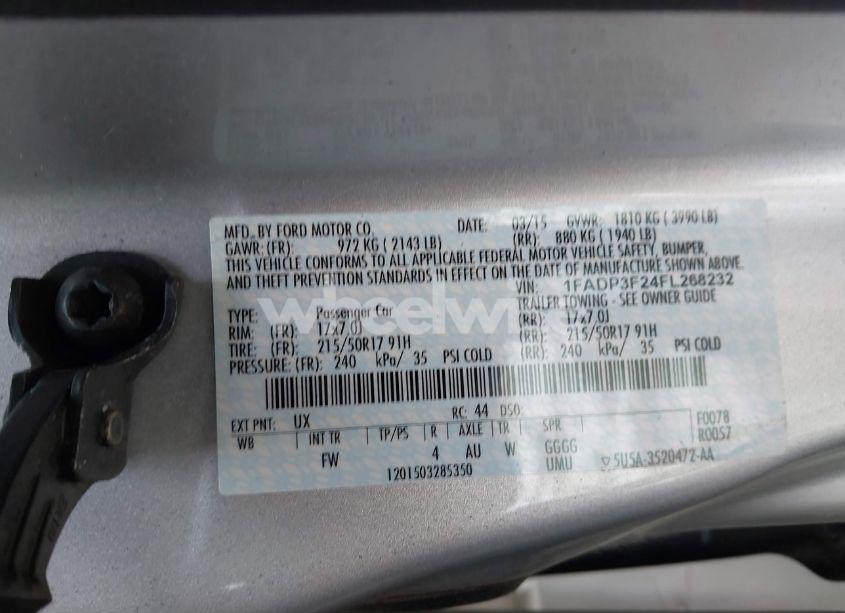 Photo 9 of 2015 Ford Focus SE (VIN 1FADP3F24FL268232)