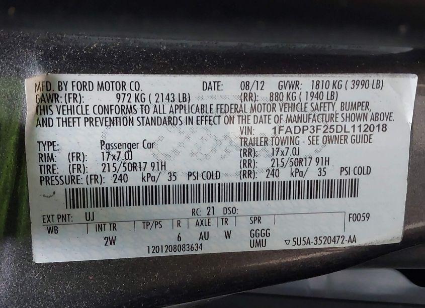 Photo 9 of 2013 Ford Focus SE (VIN 1FADP3F25DL112018)