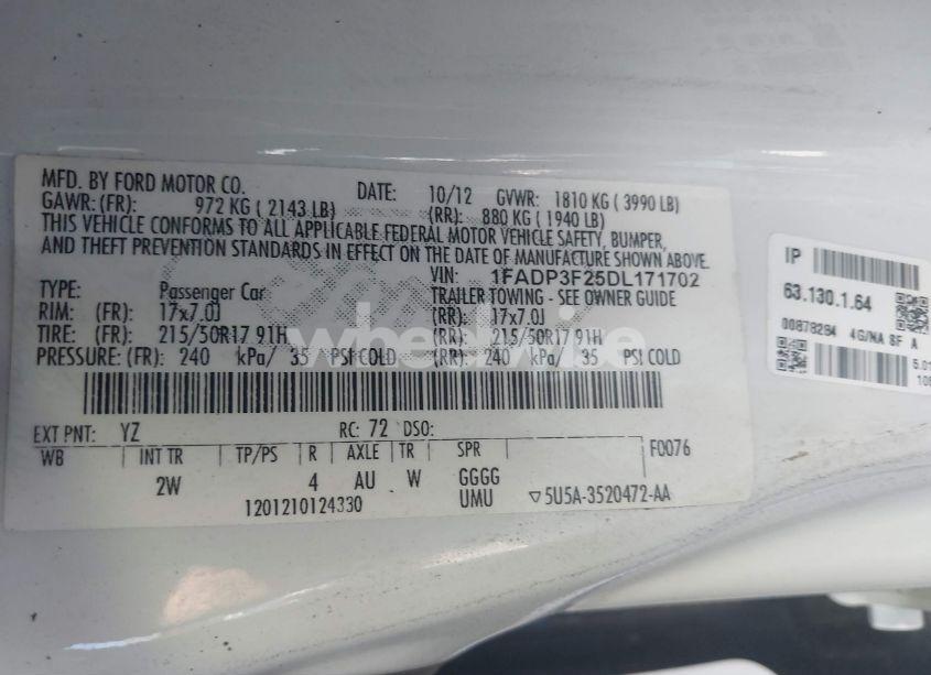 Photo 9 of 2013 Ford Focus SE (VIN 1FADP3F25DL171702)