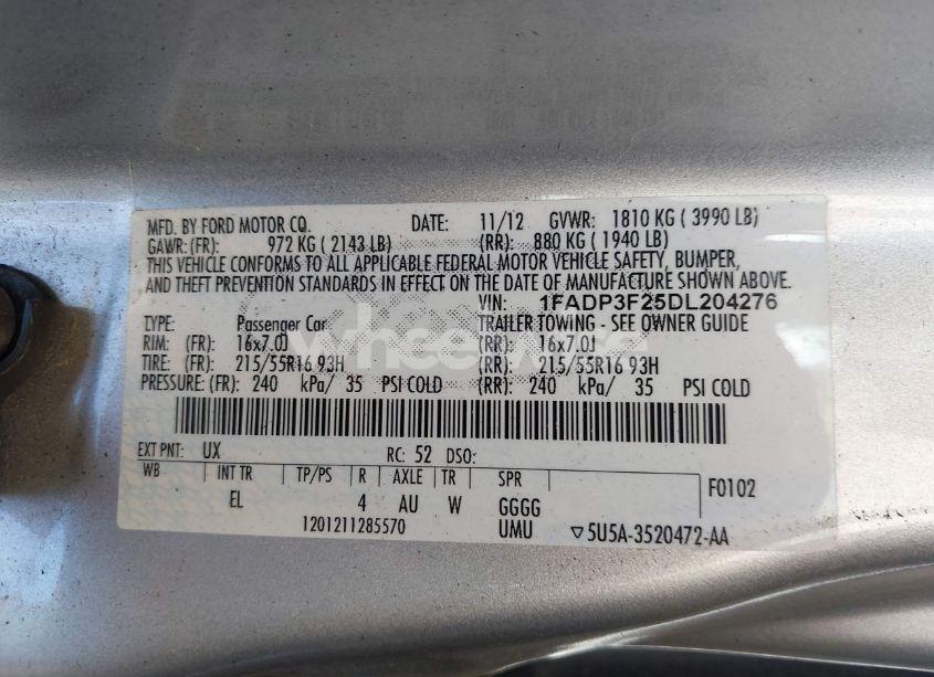 Photo 9 of 2013 Ford Focus SE (VIN 1FADP3F25DL204276)