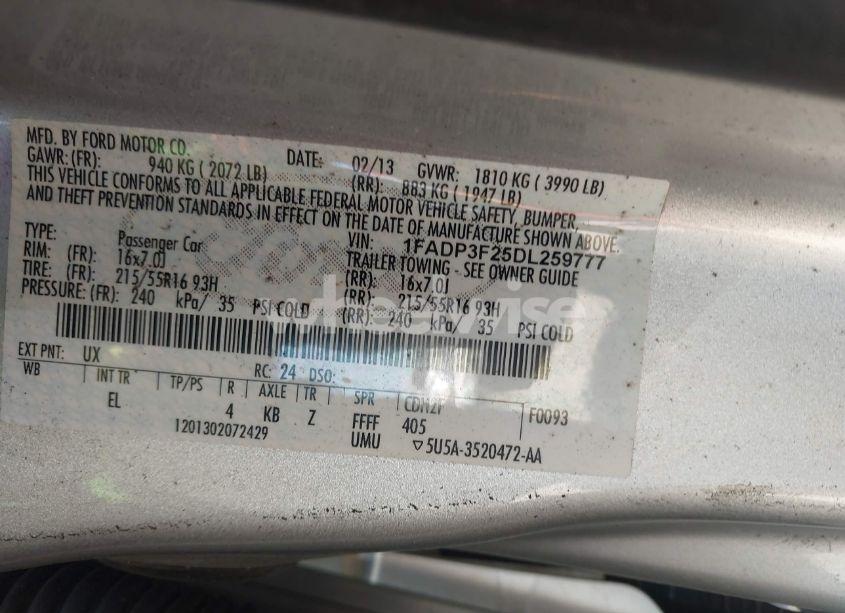 Photo 9 of 2013 Ford Focus SE (VIN 1FADP3F25DL259777)