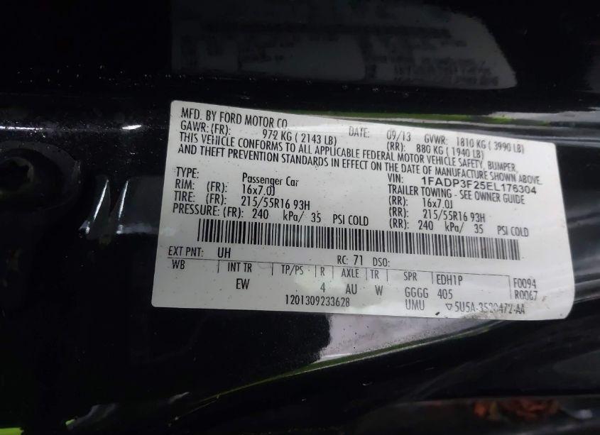 Photo 9 of 2014 Ford Focus SE (VIN 1FADP3F25EL176304)