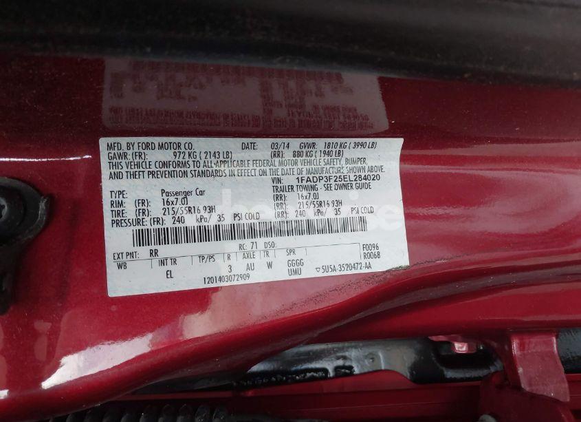 Photo 9 of 2014 Ford Focus SE (VIN 1FADP3F25EL284020)