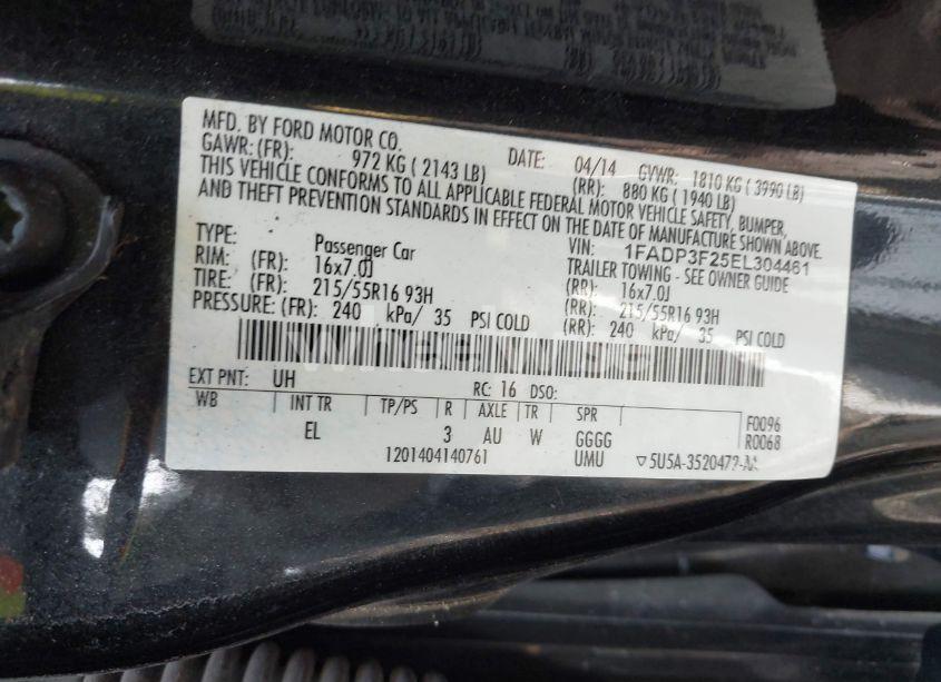 Photo 9 of 2014 Ford Focus SE (VIN 1FADP3F25EL304461)