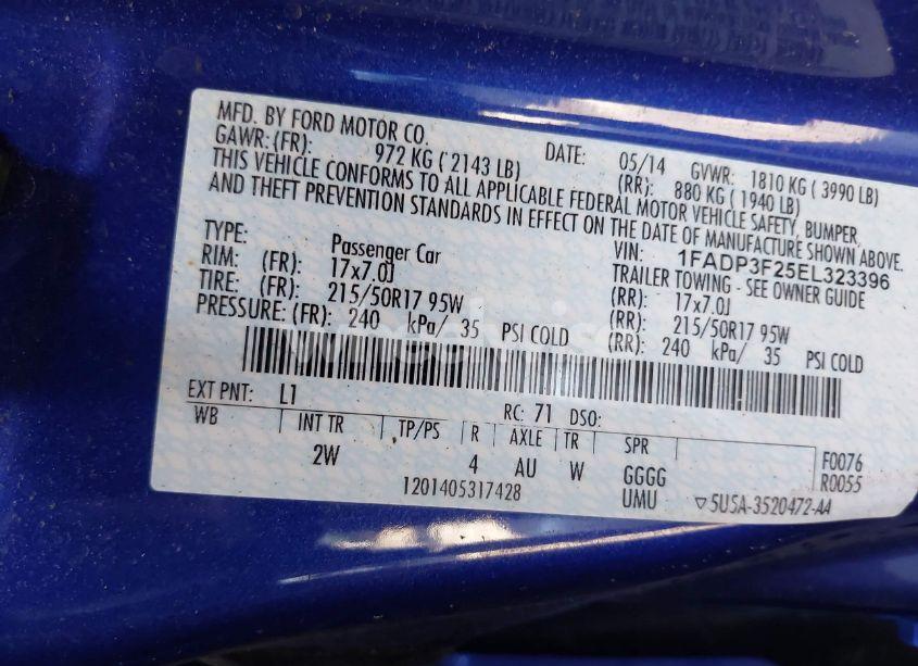 Photo 9 of 2014 Ford Focus SE (VIN 1FADP3F25EL323396)