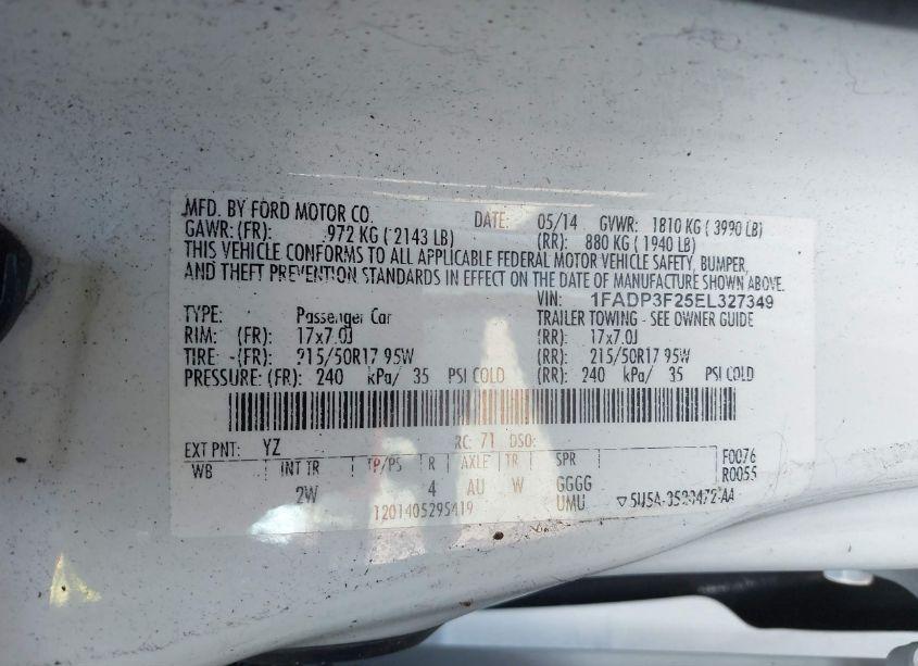 Photo 9 of 2014 Ford Focus SE (VIN 1FADP3F25EL327349)