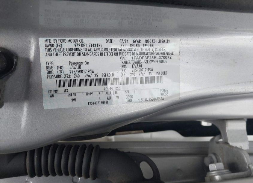 Photo 9 of 2014 Ford Focus SE (VIN 1FADP3F25EL370072)